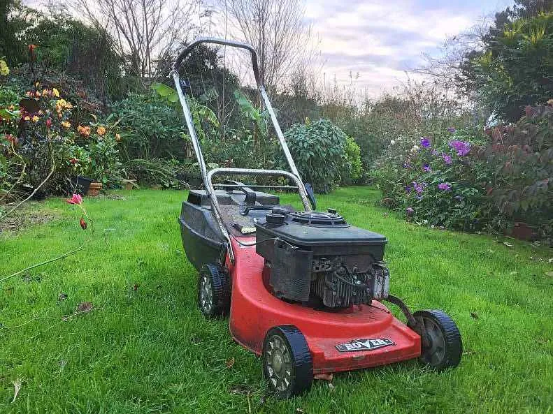 Fixing an old lawnmower, Jim Callery, Wicklow